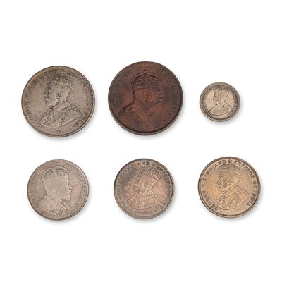 Sale Photo Thumbnail #230: 6pc 1908 - 1926 Canada Straits Settlements British Colonial Coin Collection