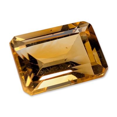 Emerald Cut Golden Yellow Faceted Citrine Gemstone