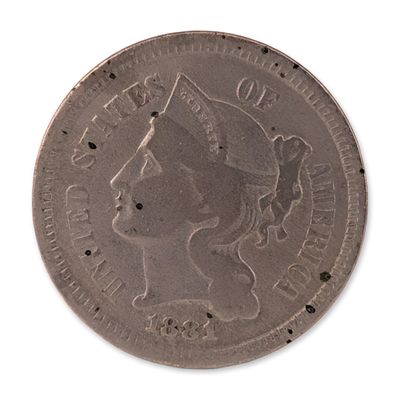 Sale Photo Thumbnail #446: 1881 US Three Cent Nickel Coin