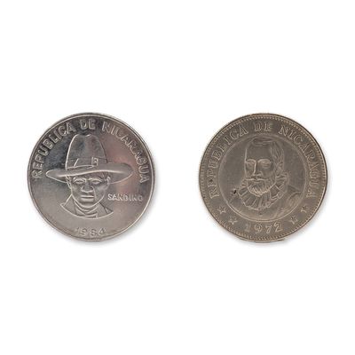 Sale Photo Thumbnail #217: Two 1972, 1984 Nicaragua 1 Cordoba Coins