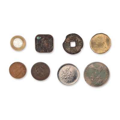 Sale Photo Thumbnail #192: Collection of Eight International Coins and Transit Token