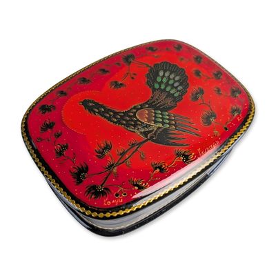 Sale Photo Thumbnail #406: Kholui Russian Papier-Mache Lacquer Box featuring a Wood Grouse, Signed