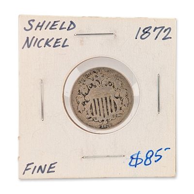 Sale Photo Thumbnail #202: 1872 US Shield Nickel Five Cents Coin