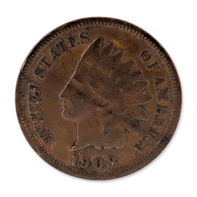 Sale Photo Thumbnail #187: 1908 US Indian Head One Cent Coin