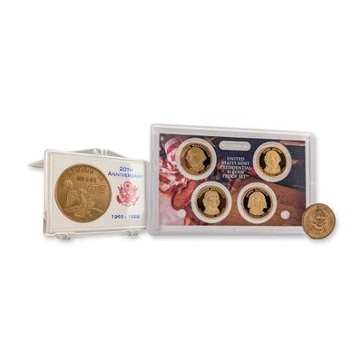 Sale Photo Thumbnail #466: 3pc 2007 US Mint Presidential Dollar Proof Set and Commemorative Coins