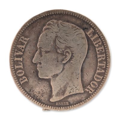 Sale Photo Thumbnail #210: 1936 Venezuelan Silver 5 Bolivares Coin