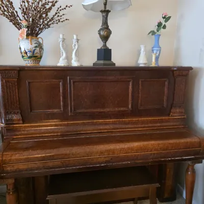 Vintage Burlwood Upright Piano
