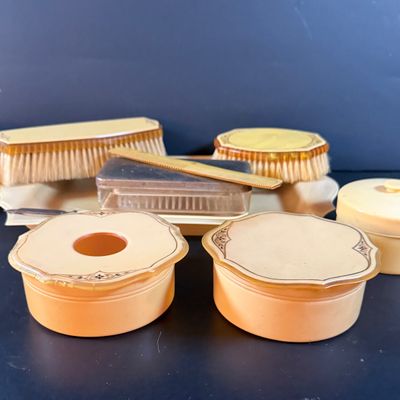 Lot 268: Vintage Celluloid Vanity Dresser Set - 12 Pieces