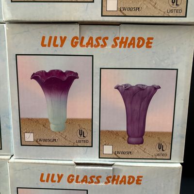 LOT 103: Lily Glass Replacement Shades Like New in Box - 6 Pieces