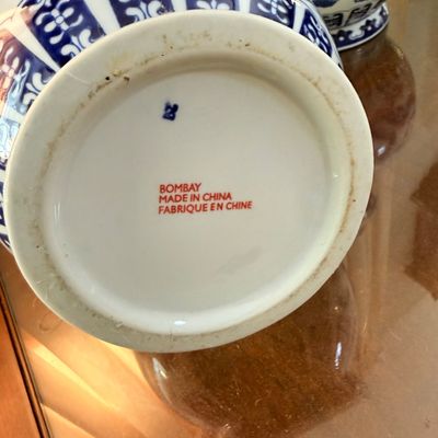 LOT 174: Vintage Blue and White Large Bombay Double Gourd Vase