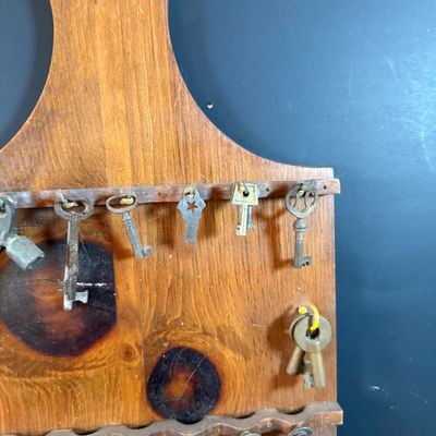LOT 246: Large Collection of Keys on a Wooden Board and In a Wooden Box