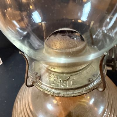 LOT 263: Set of Three Glass Oil Lamps and Vintage Oil Bicycle Lamp