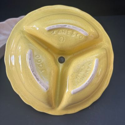 LOT 91: Vintage Lane & Co. Ceramic Lazy Susan, Super Chef Knife Set, MCM Teak Cheese Board