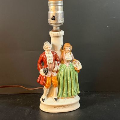 LOT 248: Victorian Inspired Collection of Plates, Figurines, Lamp and More