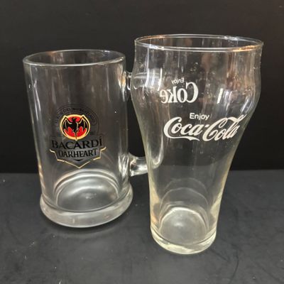 LOT 124: Bacardi Rum Oakheart Logo Mugs/Steins & Coca-Cola Glasses