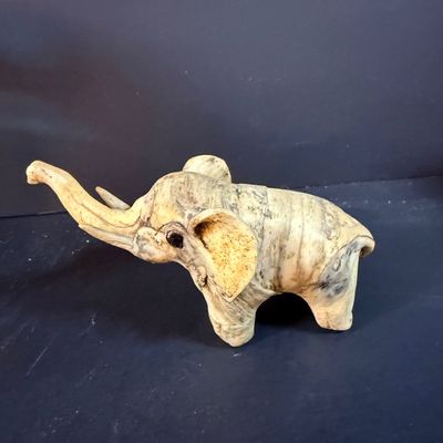 LOT 249: Elephant Collection Including a Planter, Figurines, Glass Trinket Box and a Giraffe Brass Bell