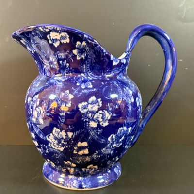LOT 189: Blue Victoria Ware Ironstone Pitcher and Basin/Wash Bowl