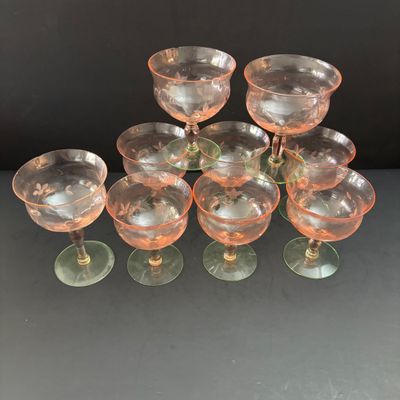 LOT 106: Vintage Pink "Watermelon" & Uranium Depression Stemware