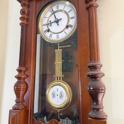 LOT 164: Vintage Wooden Lippinzaner Horse Mechanical Wall Clock