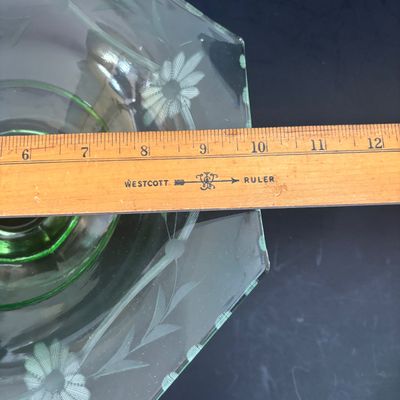 LOT 90: Vintage Green Depression Glass: "Wise Owl" Pitcher, Divided Relish Dish & Console Bowl, Iridescent Carnival Glass...