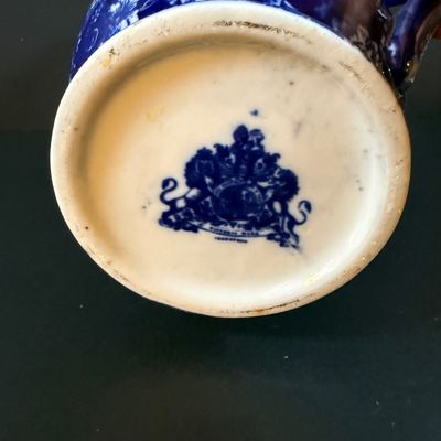 LOT 189: Blue Victoria Ware Ironstone Pitcher and Basin/Wash Bowl