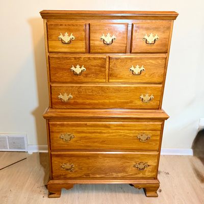 LOT 176: Wooden Tallboy Chest of Drawers