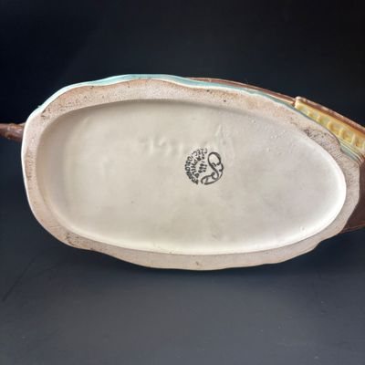 LOT 87: Vintage Czechoslovakian Ceramic Sailing Ship Flower Frog Vase