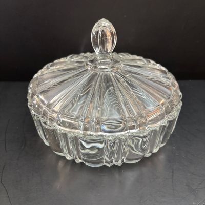 LOT 109: Vintage Federal Style Oval Picture Frame-NO Glass, Resin Brass-Tone Eagle Statue signed PDU & Anchor Hocking Candy Dish