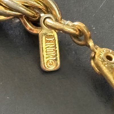 LOT 110: Vintage Scarves, Gold Tone Chain Necklace (1 is Monet), Vibrant Muti Colored Belt
