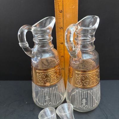 LOT 118: Large Collection of Salt Cellars, Nippon, Anchor Hocking Starlyte Cruet Set, Fifth Avenue Crystal Glass Covered Butter Dish w/...