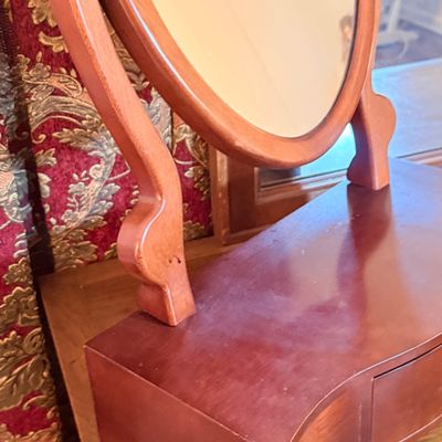 LOT 180: Wooden Vanity Dressing Swivel Mirror