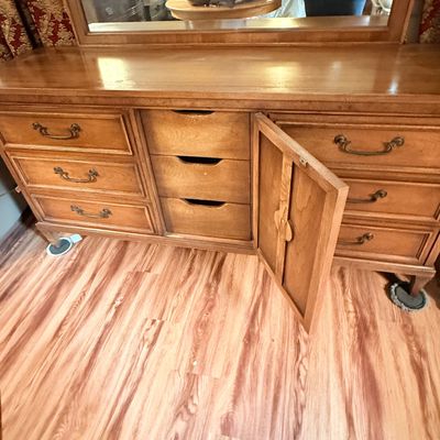 LOT 179: Wooden 9 Drawer Dresser with Mirror