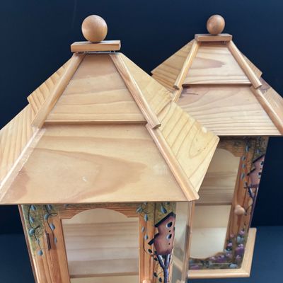 LOT 102: Display/Curio Cabinets w/Painted Bird Motif