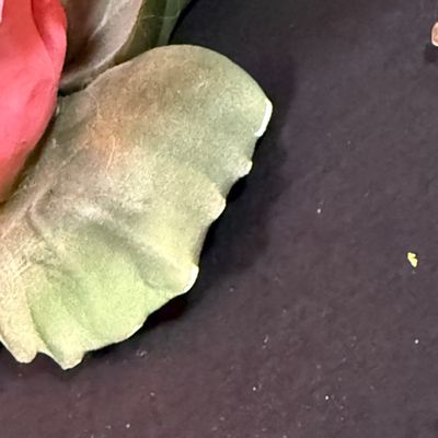 LOT 260: Set of 2 Capodimonte Porcelien Roses on a Mirrored Vanity Tray with Ceramic Roses