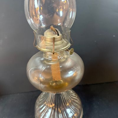 LOT 263: Set of Three Glass Oil Lamps and Vintage Oil Bicycle Lamp