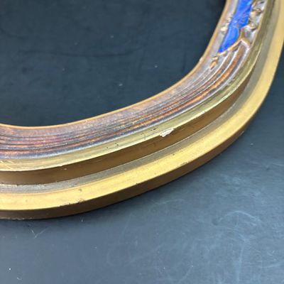 LOT 109: Vintage Federal Style Oval Picture Frame-NO Glass, Resin Brass-Tone Eagle Statue signed PDU & Anchor Hocking Candy Dish