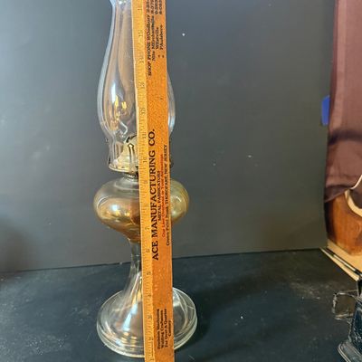 LOT 263: Set of Three Glass Oil Lamps and Vintage Oil Bicycle Lamp