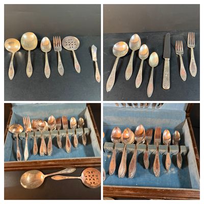 LOT 247: William Roger Silver Plated Flatware/Service Set in Wooden Box