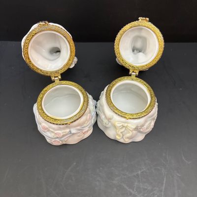LOT 93: Antique Reflection by I. Godinger & Co. Porcelain Butterfly Basket, Lenox Masterpiece Collection Vase, Pedestal Urn Vases,...