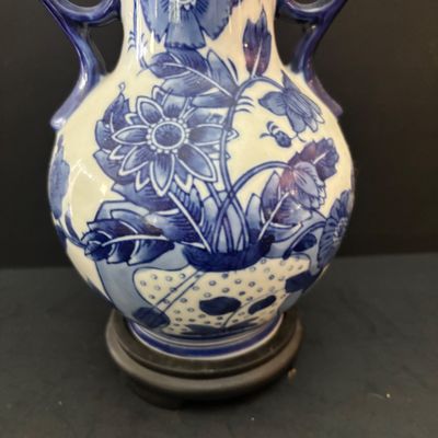 LOT 96: Blue & White Collection: Soup Tureen& Under Plate, Flower Frog, Electric Teapot, Home Accents Vase, Hexagonal Flower...