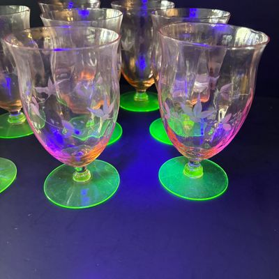 LOT 104: Vintage Pink "Watermelon" & Uranium Depression Glasses