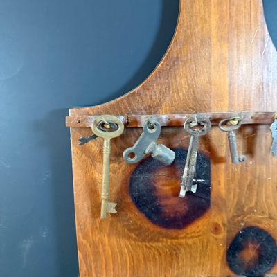 LOT 246: Large Collection of Keys on a Wooden Board and In a Wooden Box