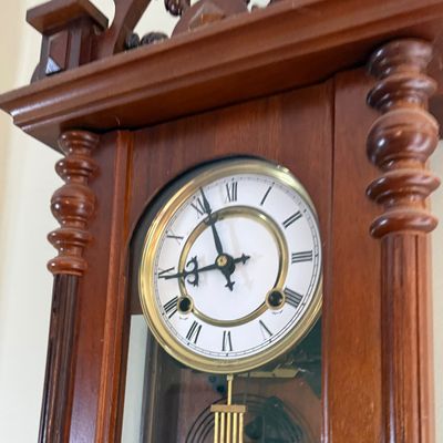 LOT 164: Vintage Wooden Lippinzaner Horse Mechanical Wall Clock