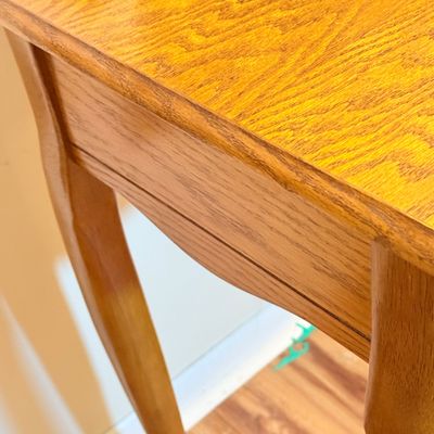 LOT 185: Wood Vanity Table and Mirror and Chair