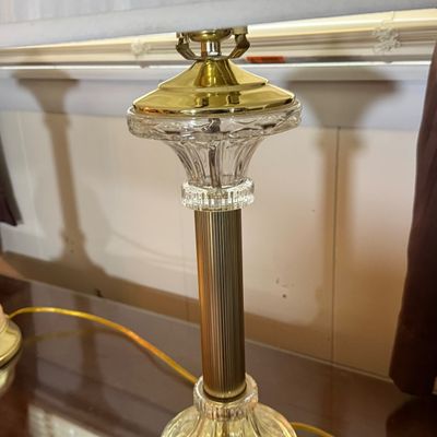 LOT 181: Pair of Crystal and Goldtone Table Lamps
