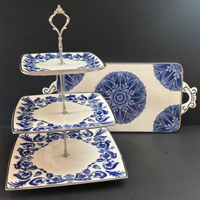 LOT 100: Vintage Bombay & Co. 3-Tier Pastry/Dessert Stand & Cheese/Serving Tray with Original Box