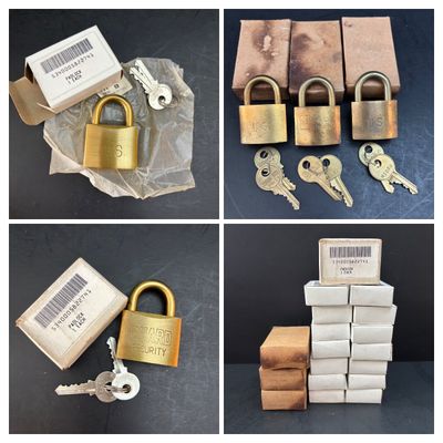 LOT 116: Solid Brass American Lock Co. Pad Locks - Stamped US - New/Old Stock