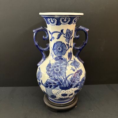 LOT 96: Blue & White Collection: Soup Tureen& Under Plate, Flower Frog, Electric Teapot, Home Accents Vase, Hexagonal Flower...