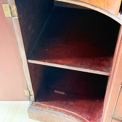 Lot 170: Vintage Mahogany Serpentine Sideboard with Glass Top