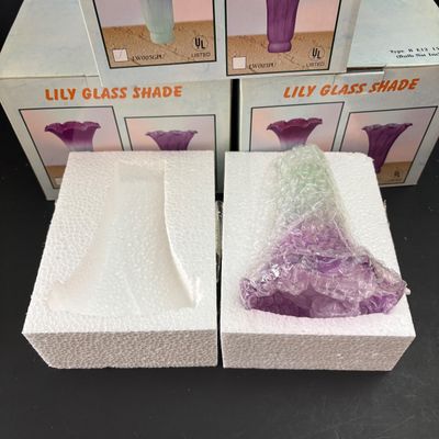 LOT 103: Lily Glass Replacement Shades Like New in Box - 6 Pieces